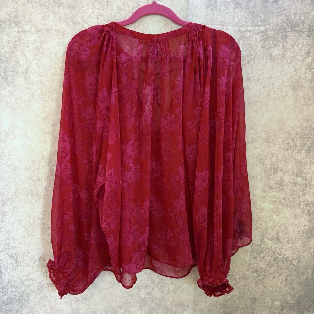 MNG Mango Women's Plus Multicolor Long Sleeve Pull Over Sheer Blouse Top 1XL - Picture 4 of 15